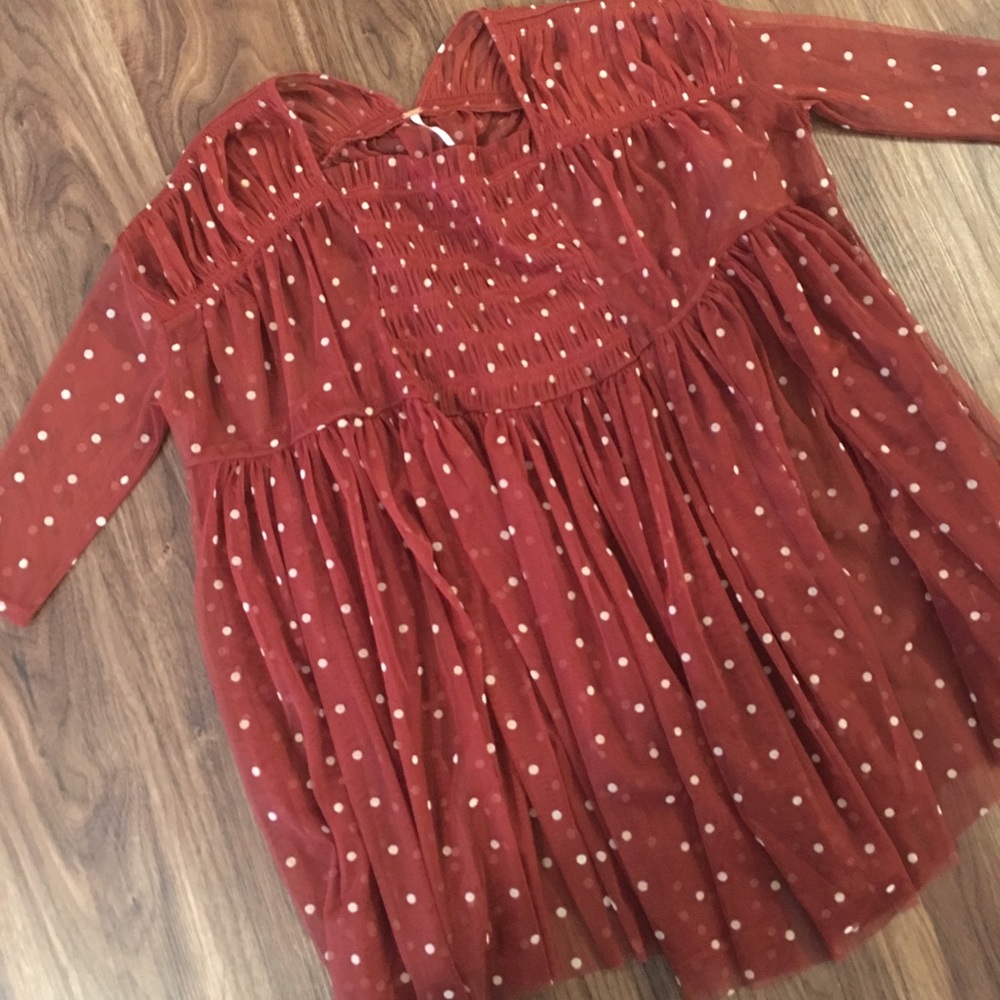 Free People Red & White Polka Dot Top! NWOT
